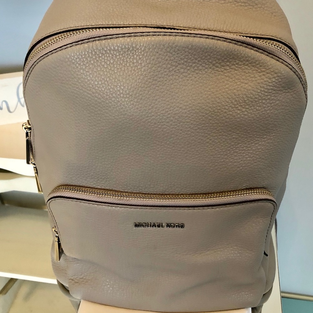 Michael Kors Pearl Grey Leather Backpack